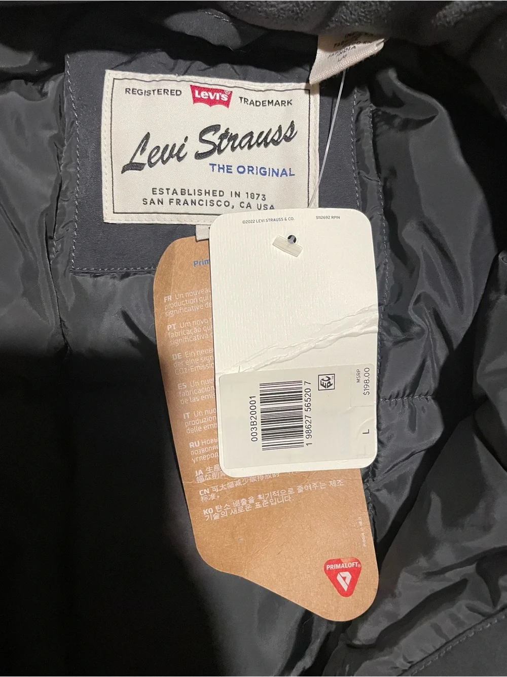 Levi’s Briggs Short Puffer Jacket- black men’s large NEW WITH TAGS